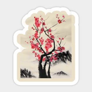 Cherry tree sumie Sticker